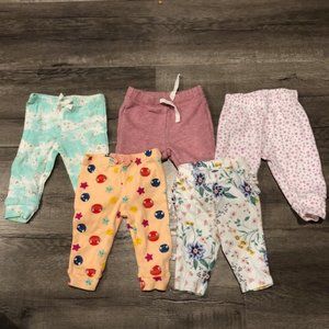Lot of 5 baby girls legging joggers pants Gymboree